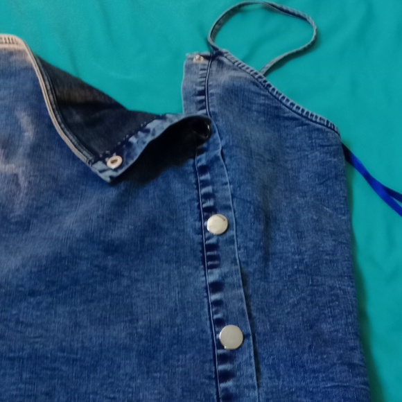 TRAC Blue Stretch Denim Bodycon Dress | Adjustable Straps | Size 2XL - Picture 7 of 10